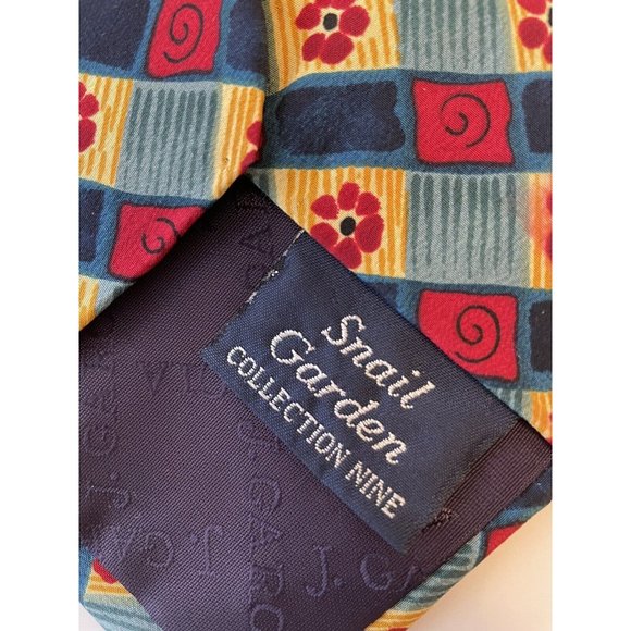 J. Garcia Men's Tie Snail Garden Collection 9 100% Silk - Picture 4 of 4